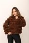 Jaqueta Puffer Pelos Teddy Premium Com Capuz Inverno Madalenna  Marrom - Marca Cia do Vestido