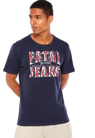 Camiseta Fatal Estampada Azul-Marinho