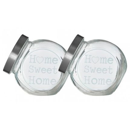 Potes Baleiros de Vidro com Tampa Home Sweet Home 700mL 2 peças - Casambiente - Marca Casa Ambiente