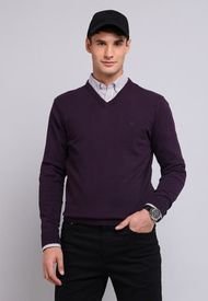 Sweater Cuello V Morado Arrow