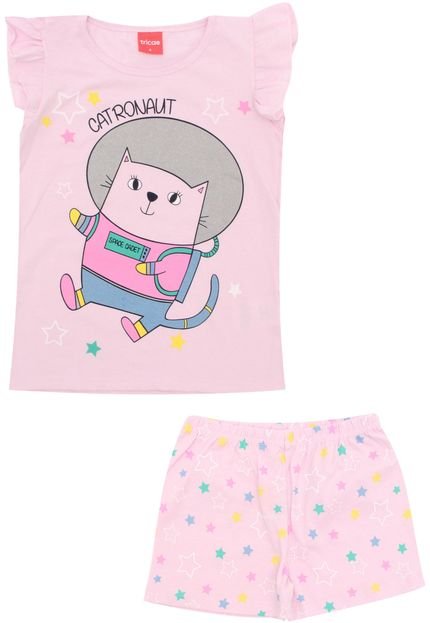 Pijama Tricae Menina Gatinho Rosa - Marca Tricae