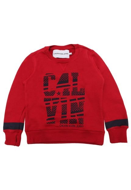Blusa de Moletom Calvin Klein Kids Menino Lettering Vermelha - Marca Calvin Klein Kids