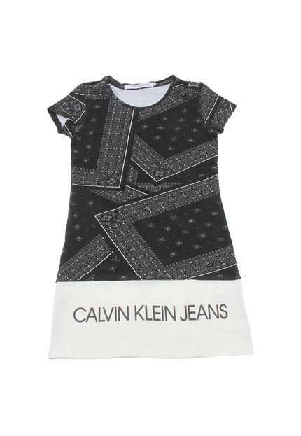 Vestido Calvin Klein Kids Escrita Cinza - Marca Calvin Klein Kids