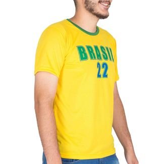 Camiseta Do Brasil Masculina Copa Do Mundo Gola Redonda