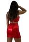 Conjunto Top e Saia Metalizado Carnaval Milly vermelho - Marca Cia do Vestido