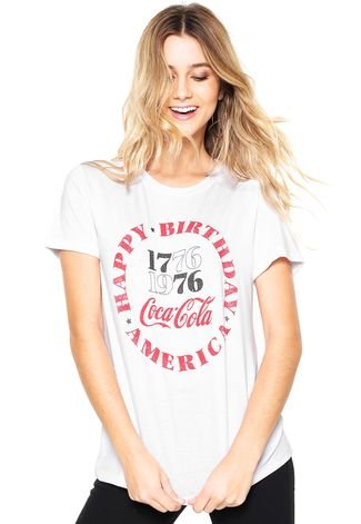 Camiseta Coca-Cola Jeans Estampada Branca