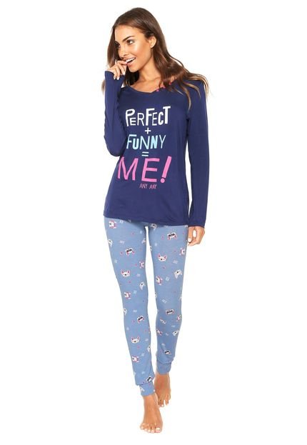 Pijama Any Any Perfect Funny Me Azul - Marca Any Any