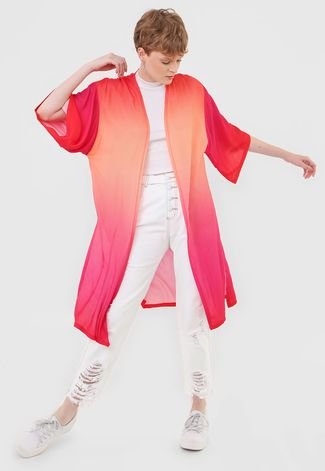Kimono Mercatto Alongado Laranja/Rosa