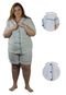 Pijama Plus Size Feminino Americano Blogueira Aberto Com Botões Poá Azul - Marca CIA DA SEDA