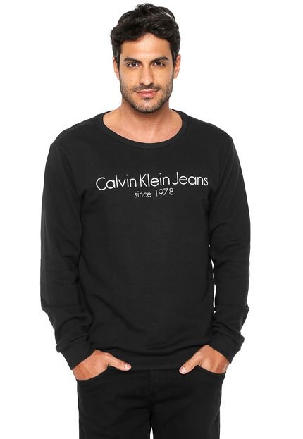 Moletom Fechado Calvin Klein Jeans Estampado Preto - Marca Calvin Klein Jeans