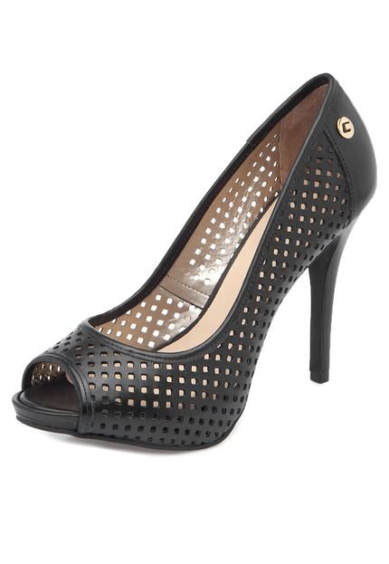 Peep Toe Carmim Perfuros Preto - Marca Carmim