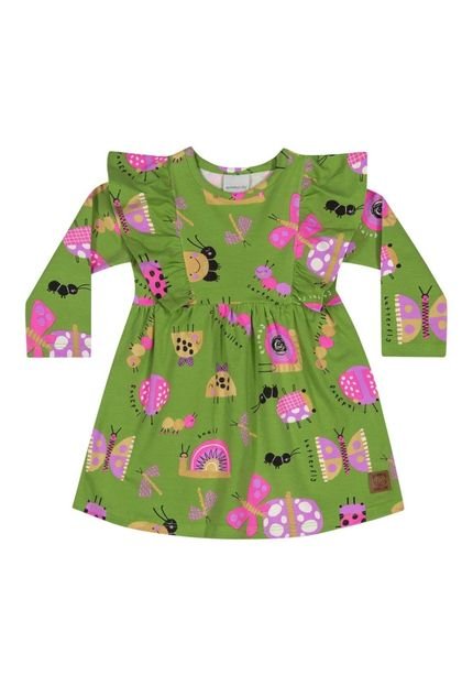 Vestido em Molecotton para Bebê Menina Quimby Verde - Marca Quimby