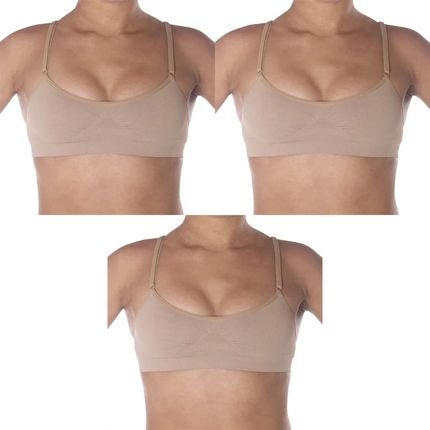 Kit 3 Tops Selene Regulável Sem Costura Feminino - Nude - Marca Selene