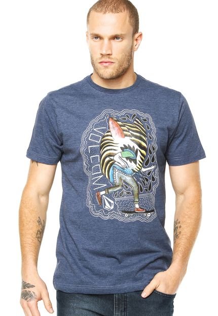 Camiseta Volcom Slim Tiger Man Azul - Marca Volcom