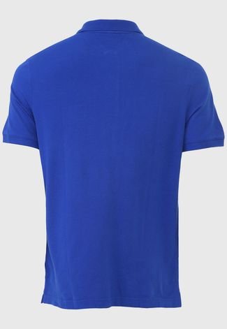 Camisa Polo Calvin Klein Reta Bordada Azul