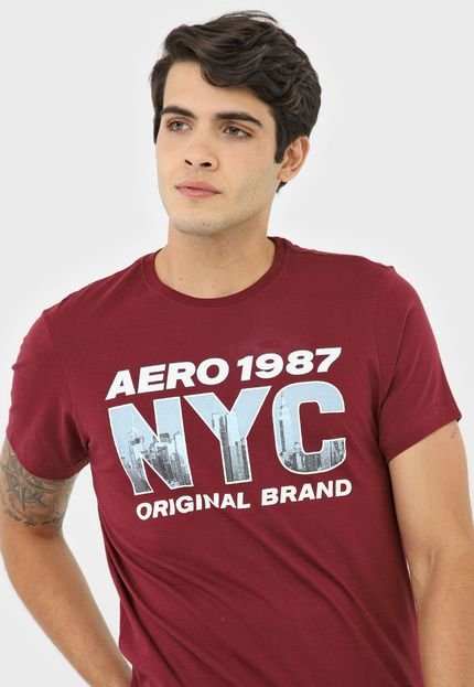 Camiseta Aeropostale Lettering Vinho - Marca Aeropostale