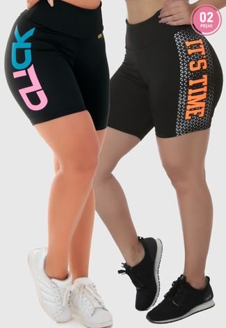 Kit 2 Bermudas Fitness Silk Click Mais Bonita Short Legging - Compre Agora