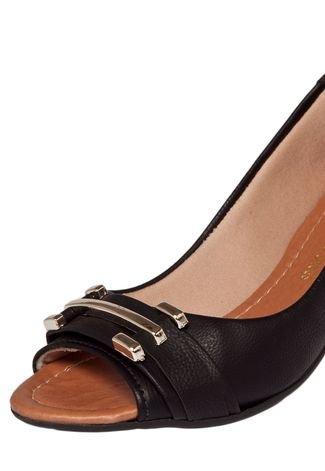 Peep Toe DAFITI SHOES Salto Grosso Preto - Compre Agora