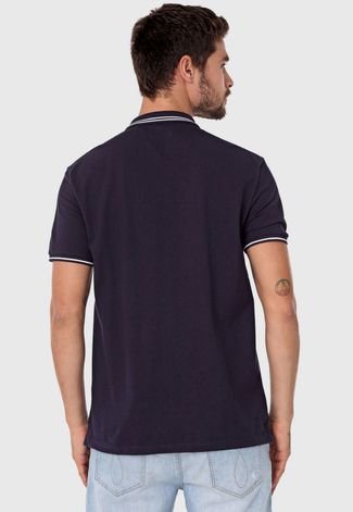 Camisa Polo Calvin Klein Slim Frisos Azul-marinho