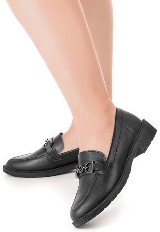 Mocassim Gigil Loafer Flat Casual Preto