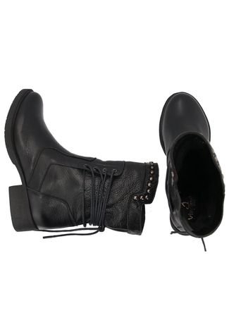 Bota Coturno Feminino em Couro Ravy Store Despojado Preto