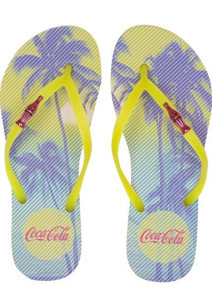 Chinelo Coca Cola Shoes Estampado Amarelo - Marca Coca Cola
