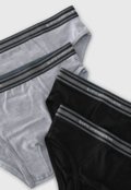 Kit 4pçs Cueca Lupo Slip Logo Preta - Marca Lupo