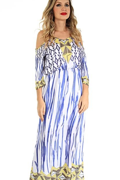 Vestido Longo 101 Resort Wear Com Recorte Azul - Marca 101 Resort Wear