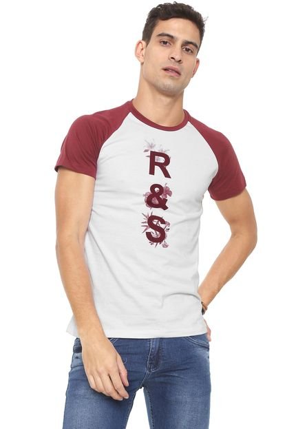Camiseta Rock&Soda Raglan Branca/Bordô - Marca Rock&Soda