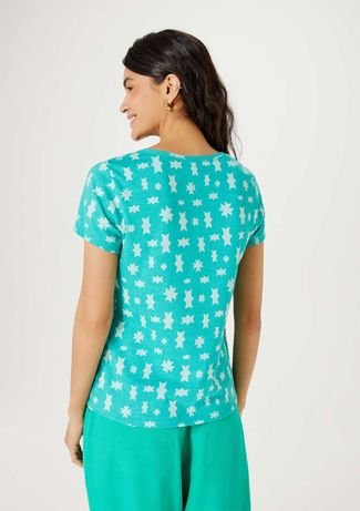 Blusa Feminina Manga Curta Estampada - Verde - Compre Agora