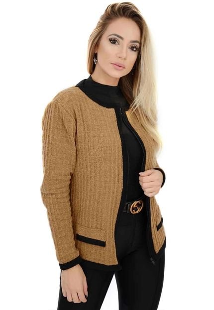 Casaco  Mousse com Zipper Social Livora Caramelo - Marca Livora