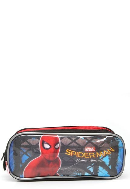 Estojo Sestini 3 Compartimentos Spiderman 18Z Preto/Vermelho - Marca Sestini