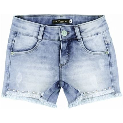Shorts Juvenil Look Jeans Barra Desfiada Jeans - Marca Look Jeans