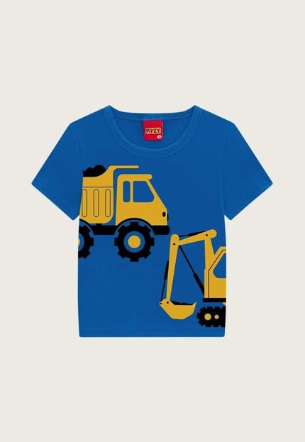 Camiseta Infantil Kyly Máquinas Azul - Marca Kyly