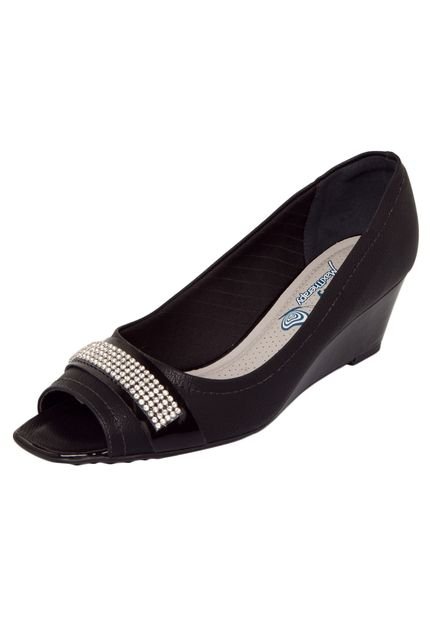 Peep Toe Piccadilly Strass Preto - Marca Piccadilly