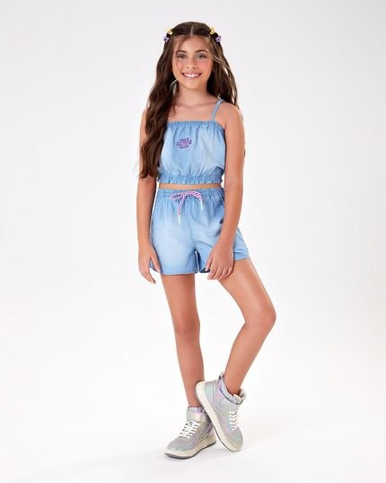 Conjunto Top e Short Jeans Infantil Feminino Nina Go! - Marca Nina Go
