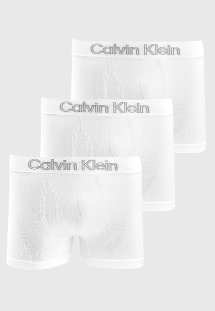 Kit 3pçs Cueca Calvin Klein Underwear Boxer Sem Costura Branca - Marca Calvin Klein Underwear