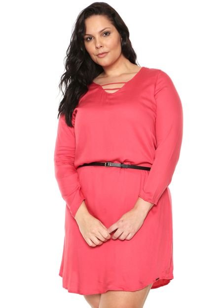 Vestido Cativa Plus Size Curto Detalhe  Rosa - Marca Cativa Plus