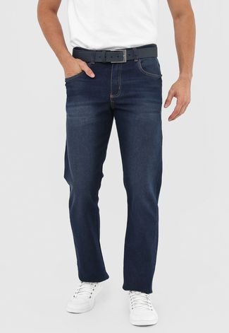 Calça Jeans Polo Wear Reta Estonada Azul-Marinho