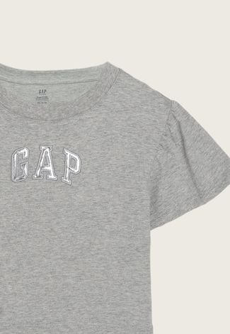 Camiseta Cropped GAP Logo Cinza