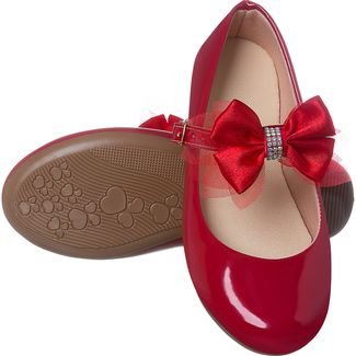 Sapatilha Infantil Feminina Social Vermelha Sapato Festa Juvenil