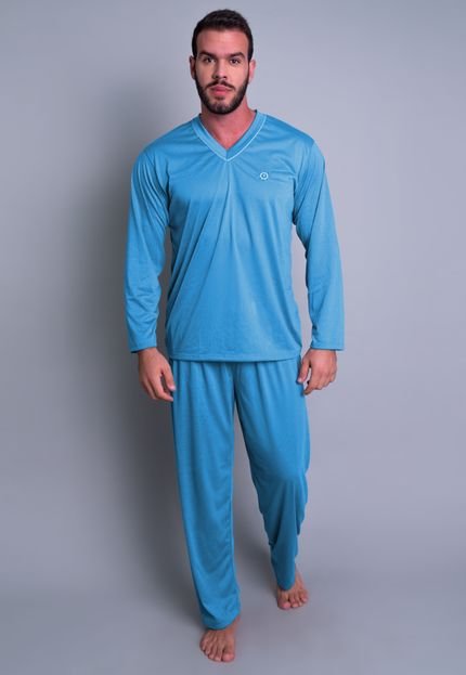 Menor preço em Pijama Mvb Modas Adulto Blusa Manga Comprida E Calça Azul
