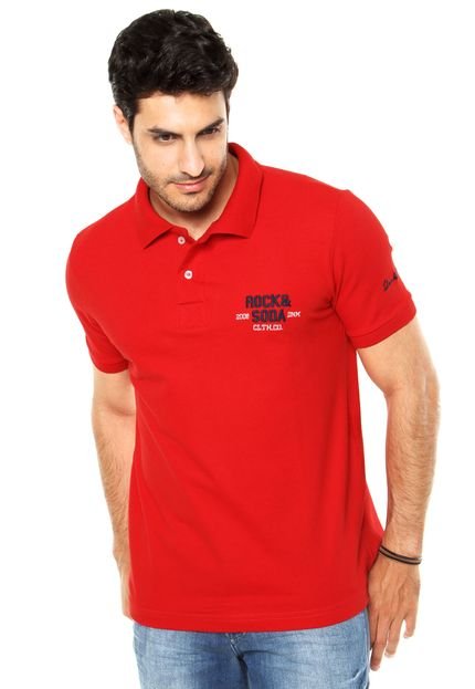 Camisa Polo Rock&Soda Bordado Vermelha - Marca Rock&Soda