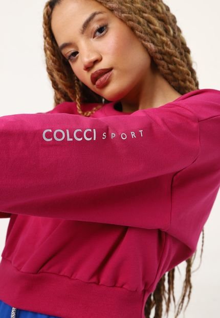 Blusa de Moletom Fechada Colcci Logo Rosa - Marca Colcci