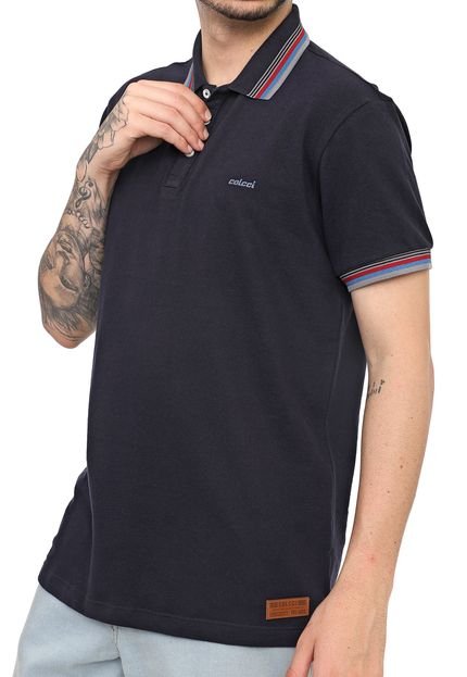 Camisa Polo Colcci Reta Listras Azul-Marinho - Marca Colcci