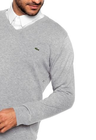 Suéter Lacoste Regular Fit Tricot Tag Cinza