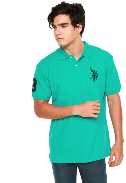 Camisa Polo U.S. Polo Bordado Verde - Marca U.S. Polo