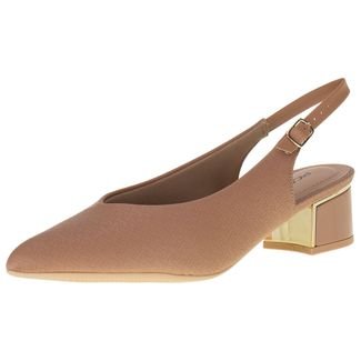 Sandália DAFITI SHOES Salto Grosso Bege - Compre Agora