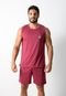 Pijama 4 Estações Regata Masculino Liso Adulto Curto Verão Fechado Confortavel Vinho - Marca 4 Estações