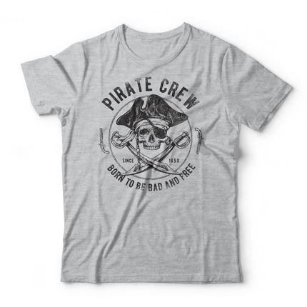 Camiseta Pirate Skull - Mescla Cinza - Marca Studio Geek 